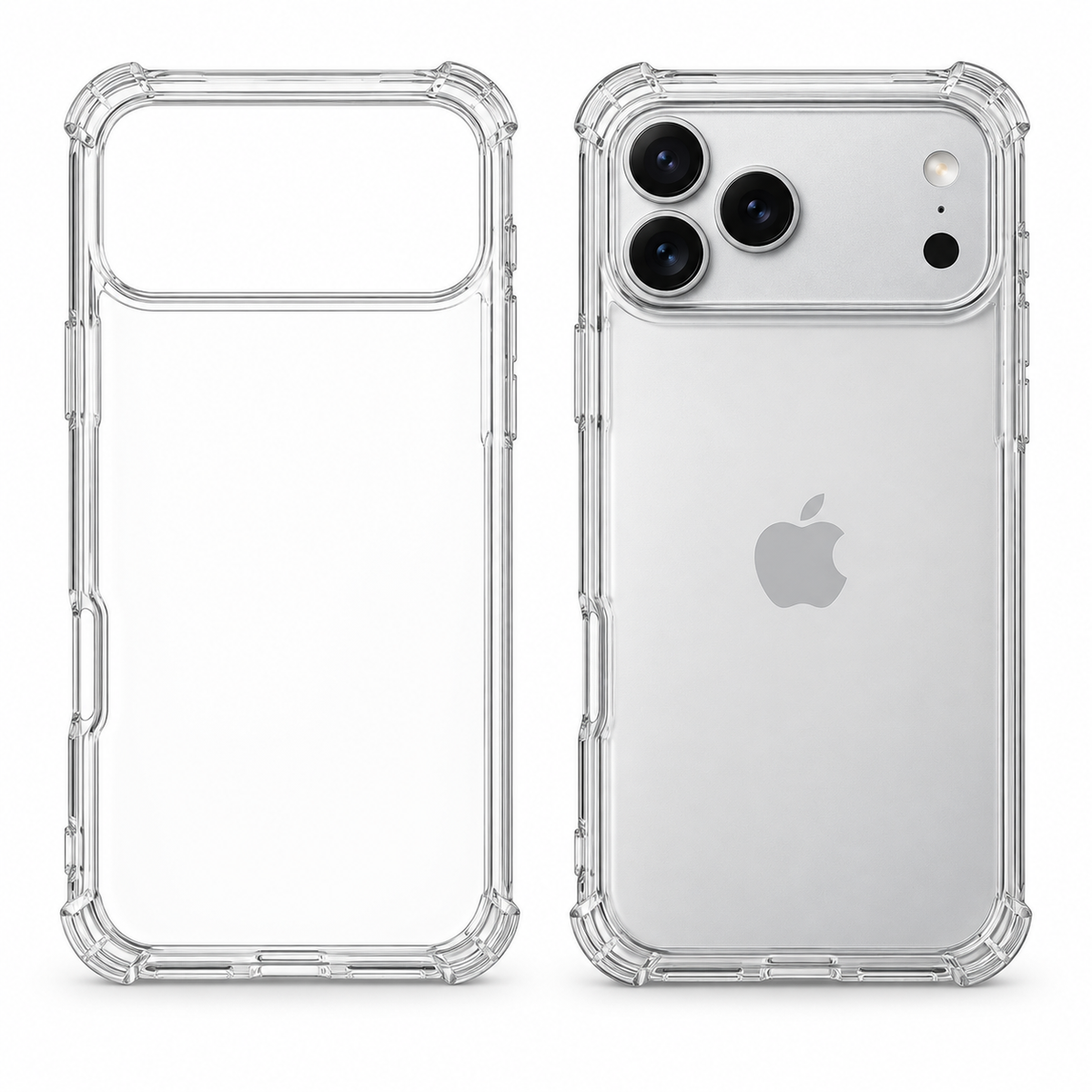 Clear protective case for iPhone 17 Pro Max by buycases.ie, showing the transparent design fitted on the phone.