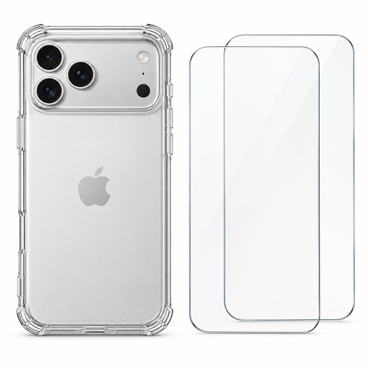 Clear protective case for iPhone 17 Pro Max by buycases.ie, showcasing transparent design and precise cutouts for ports and camera.