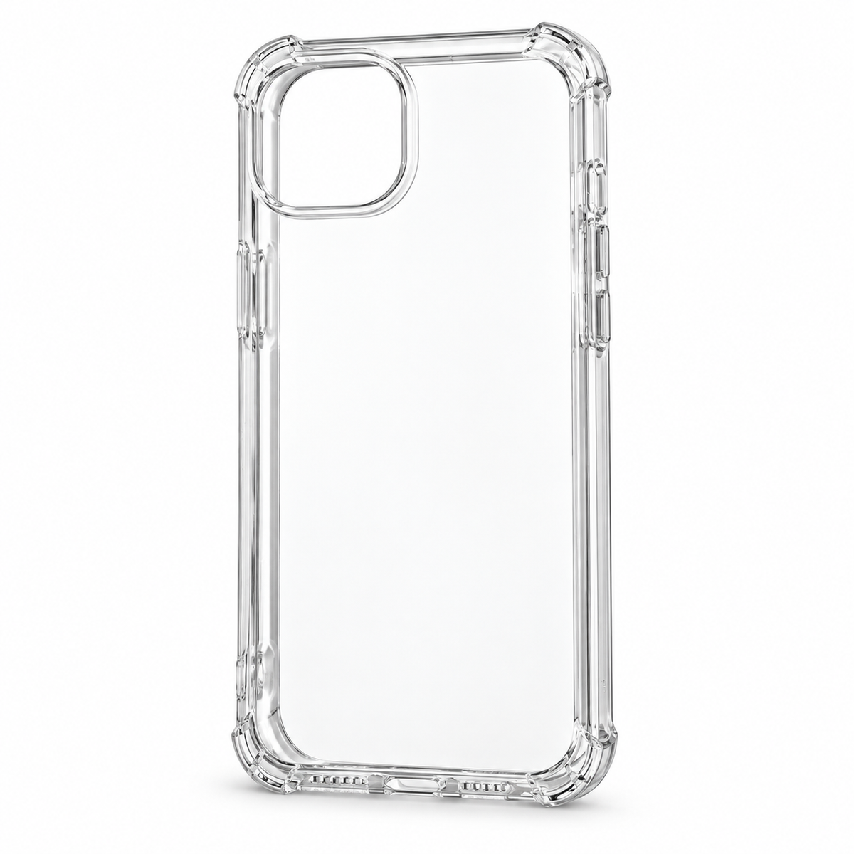Clear protective case for iPhone 15 Plus, slim and transparent, designed by buycases.ie to showcase the phone's design.