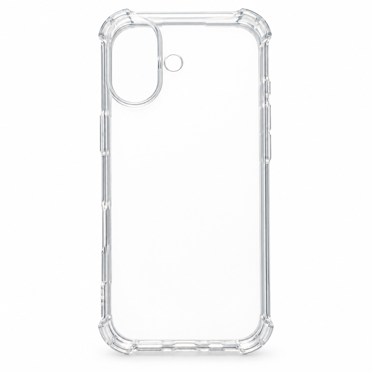 Clear protective case for iPhone 17 by buycases.ie, showing the transparent design and precise cutouts for easy access.