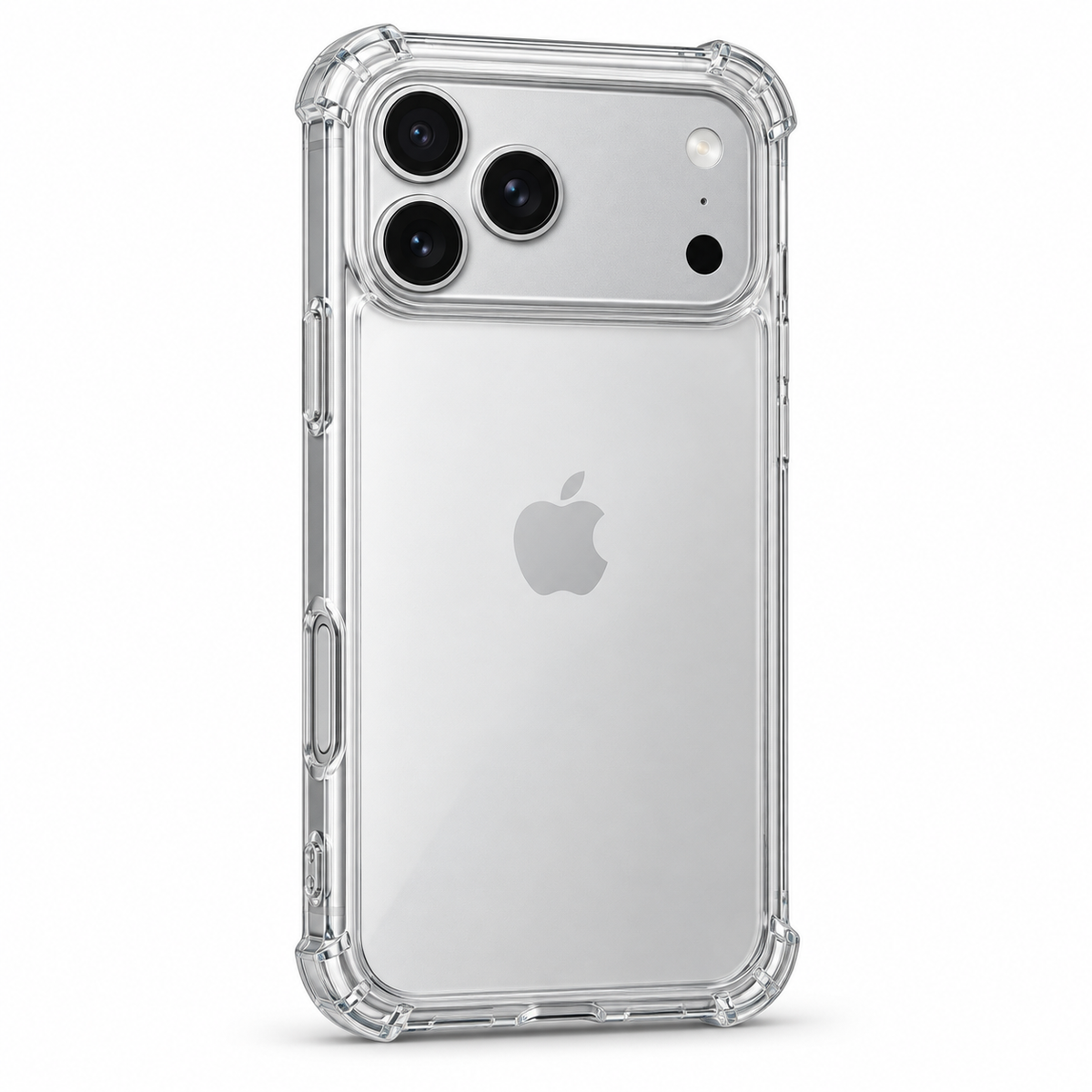 Clear protective case for iPhone 17 Pro Max by buycases.ie, showing the slim, transparent design fitting the phone perfectly.