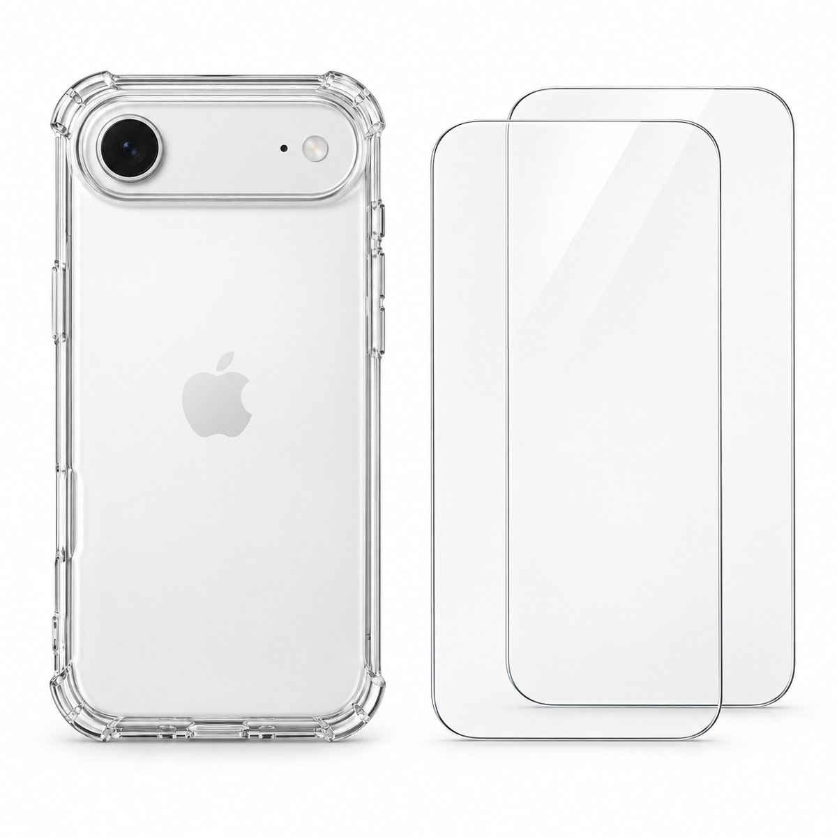 Clear protective case for iPhone Air with two screen protectors, durable and slim design from buycases.ie.