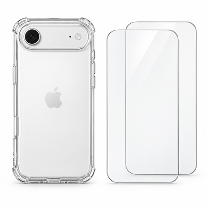 Clear protective case for iPhone Air with two screen protectors, durable and slim design from buycases.ie.