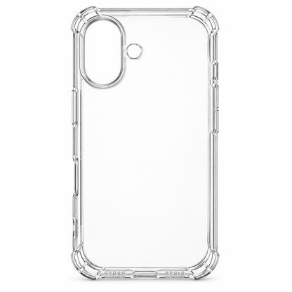 Clear protective case for iPhone 16 with transparent design, showcasing the sleek phone and durable material.