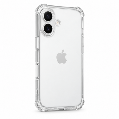 Clear protective case for iPhone 16 by buycases.ie, showing the transparent design fitting snugly around the device.
