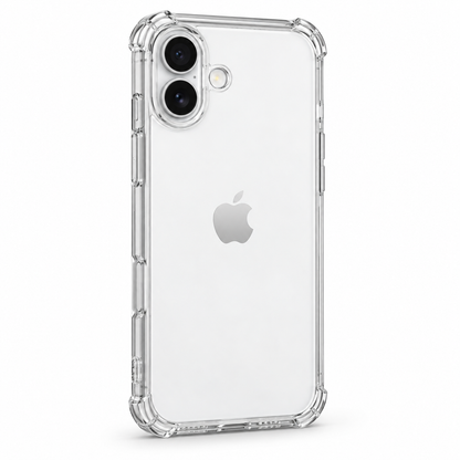 Clear protective case for iPhone 16 Plus by buycases.ie, shown on a white background with precise fit and transparent design.