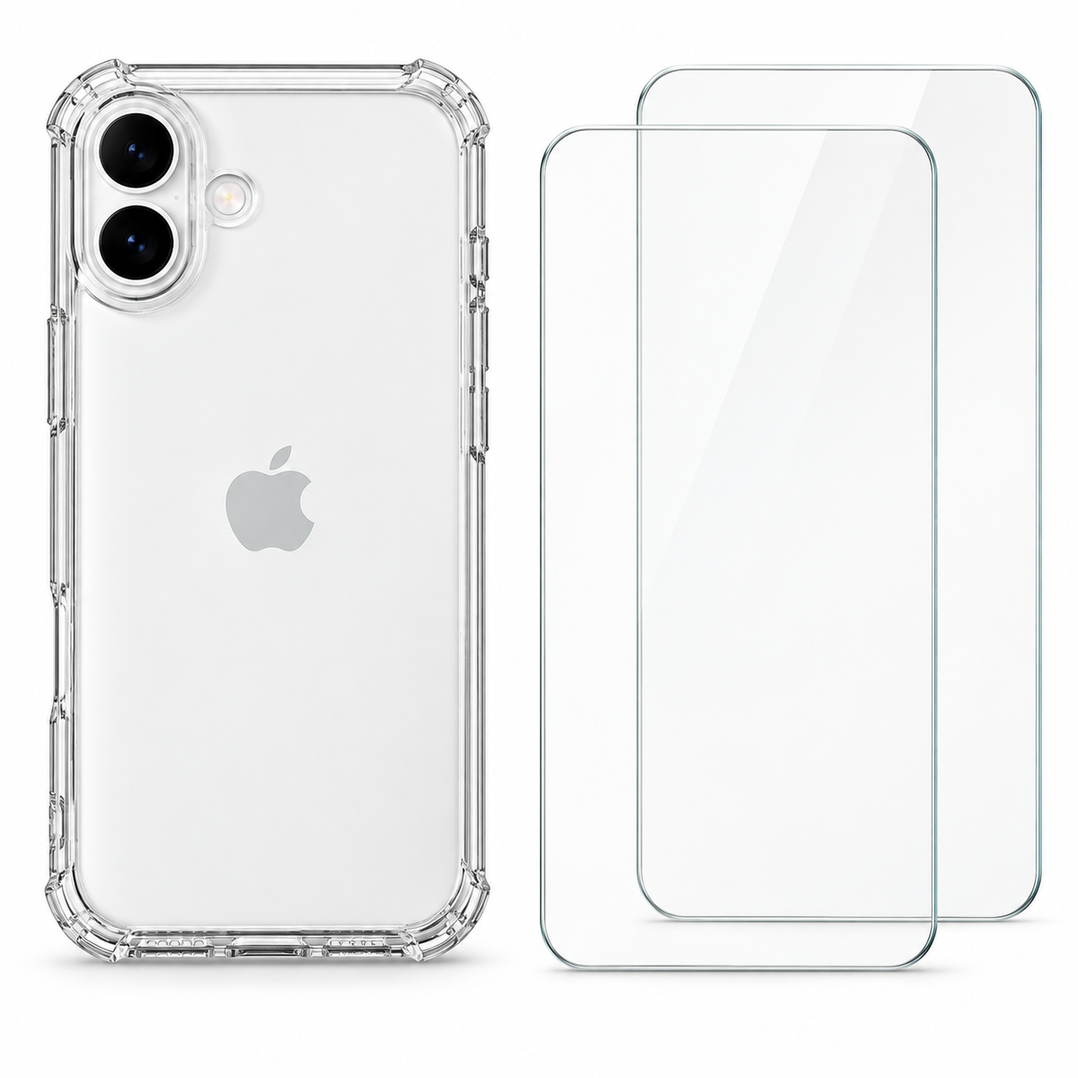 Clear protective case for iPhone 16 Plus from buycases.ie, showing the slim, transparent design fitting the phone perfectly.