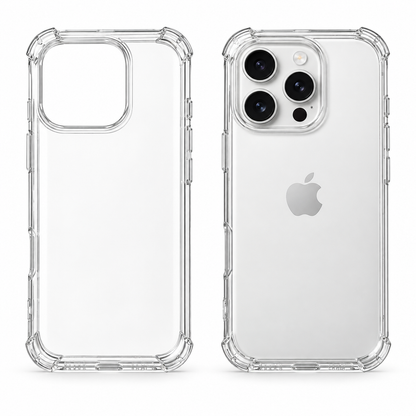 Clear protective case for iPhone 16 Pro from buycases.ie, showing the slim, transparent design fitting the phone perfectly.
