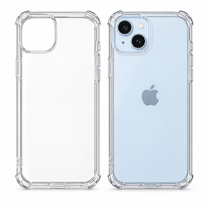 Clear protective case for iPhone 15 Plus from buycases.ie, showing the transparent design and precise camera cutout.