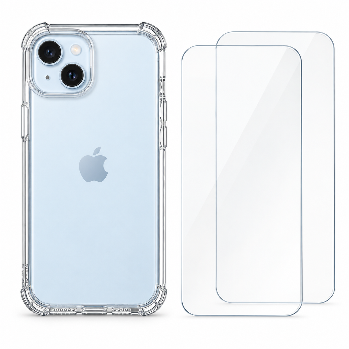 Clear protective case for iPhone 15 Plus by buycases.ie, showing the transparent design and snug fit for the device.
