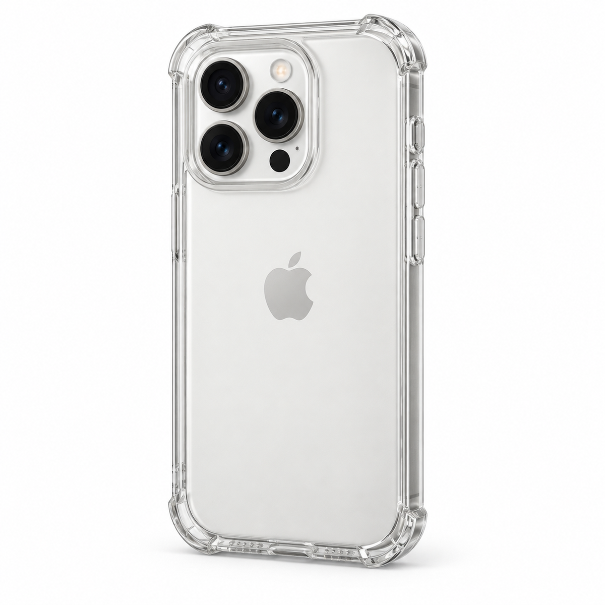 Clear protective case for iPhone 15 Pro by buycases.ie, showcasing the transparent design and precise fit for the device.