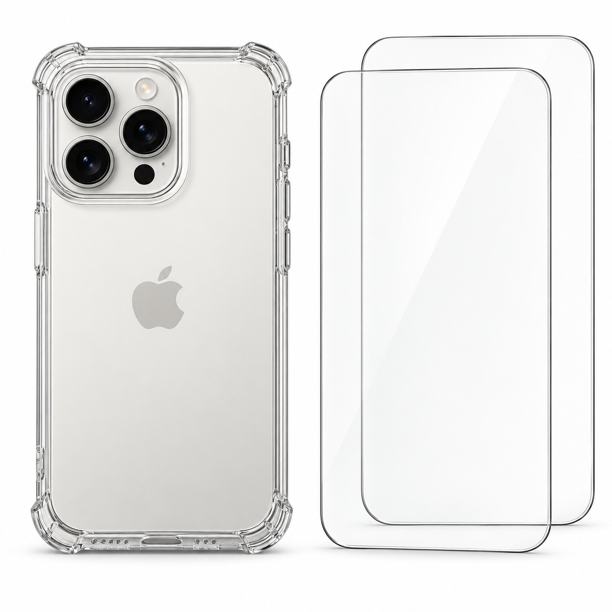 Clear protective case for iPhone 15 Pro by buycases.ie, showing a transparent, slim case fitting the phone perfectly.