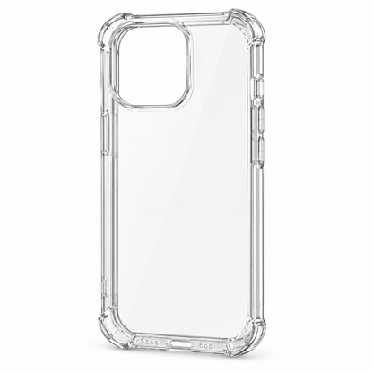 Clear protective case for iPhone 15 Pro by buycases.ie, slim design showing the phone's back and edges.