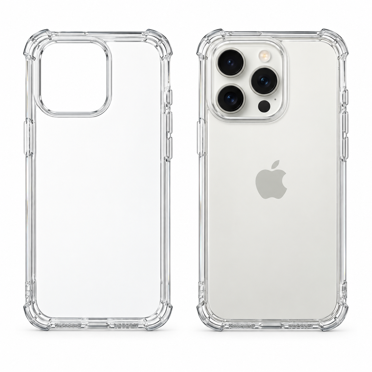 Clear protective case for iPhone 15 Pro Max, transparent and durable, designed by buycases.ie for full device protection.
